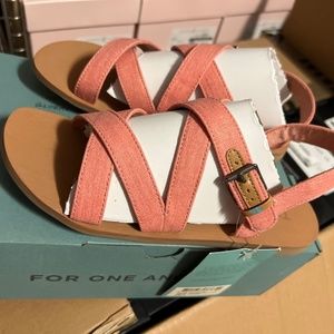 Toms coral pink shimmer canvas sandal